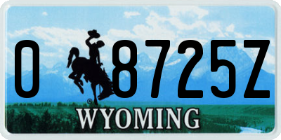 WY license plate 08725Z