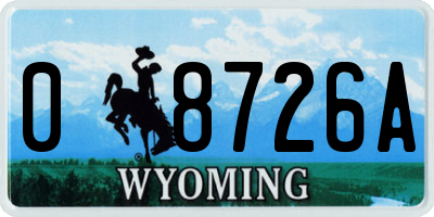 WY license plate 08726A