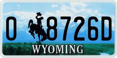 WY license plate 08726D