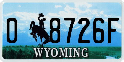 WY license plate 08726F