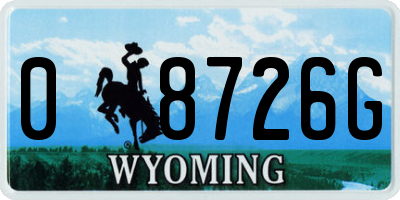 WY license plate 08726G