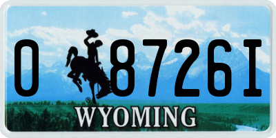 WY license plate 08726I