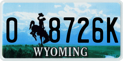 WY license plate 08726K
