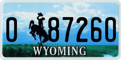 WY license plate 08726O