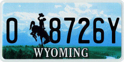 WY license plate 08726Y