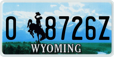WY license plate 08726Z