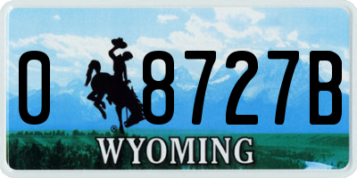 WY license plate 08727B