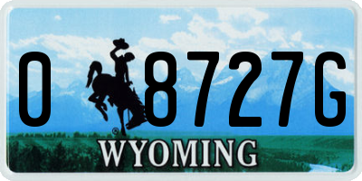 WY license plate 08727G