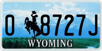 WY license plate 08727J