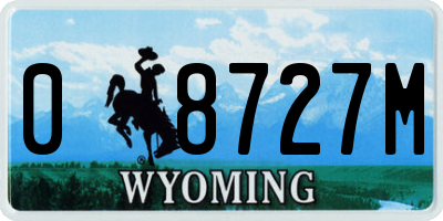 WY license plate 08727M
