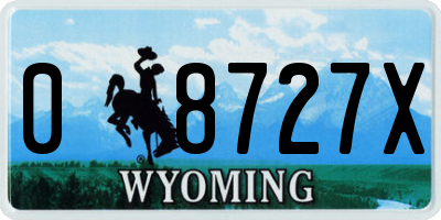 WY license plate 08727X