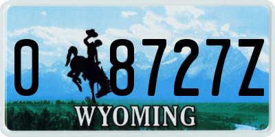 WY license plate 08727Z