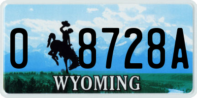 WY license plate 08728A