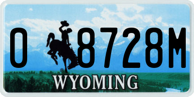 WY license plate 08728M