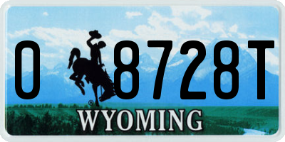WY license plate 08728T
