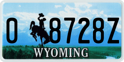 WY license plate 08728Z