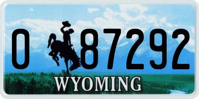 WY license plate 087292