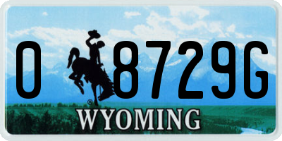 WY license plate 08729G
