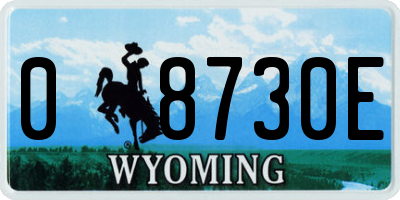 WY license plate 08730E
