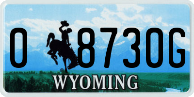 WY license plate 08730G