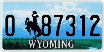 WY license plate 087312