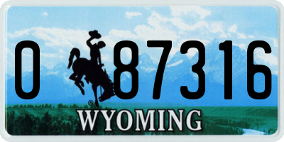 WY license plate 087316