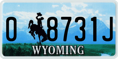 WY license plate 08731J
