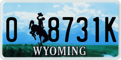 WY license plate 08731K
