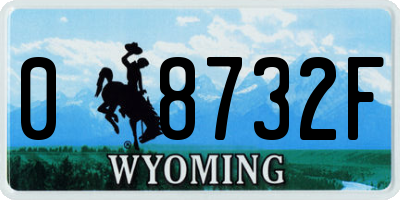 WY license plate 08732F