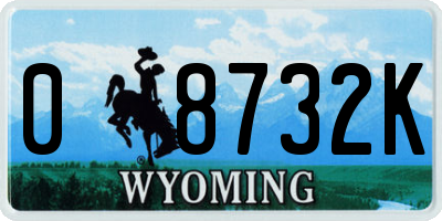 WY license plate 08732K