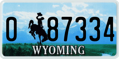 WY license plate 087334
