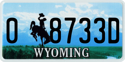WY license plate 08733D