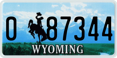 WY license plate 087344