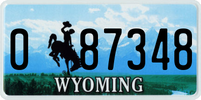 WY license plate 087348