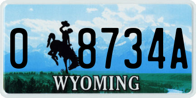 WY license plate 08734A
