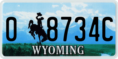 WY license plate 08734C