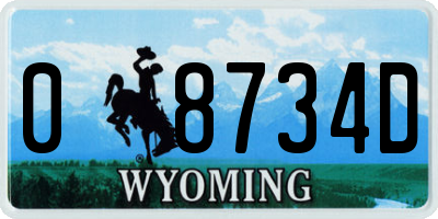 WY license plate 08734D