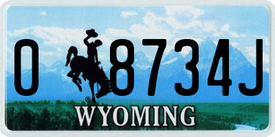 WY license plate 08734J