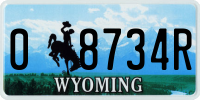 WY license plate 08734R
