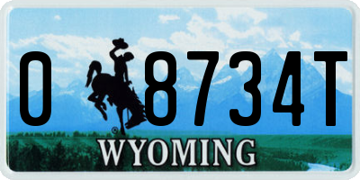 WY license plate 08734T
