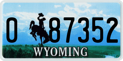 WY license plate 087352
