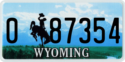 WY license plate 087354