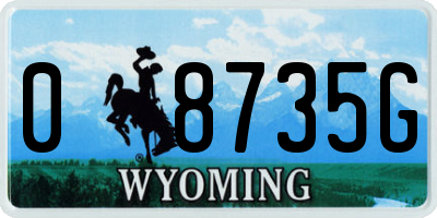 WY license plate 08735G
