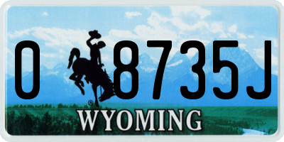 WY license plate 08735J