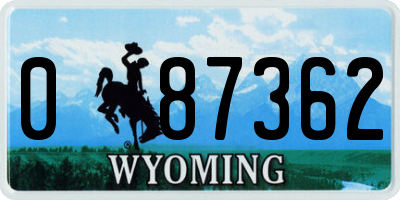WY license plate 087362