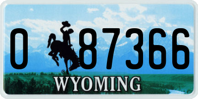 WY license plate 087366