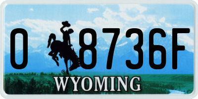 WY license plate 08736F
