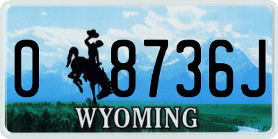 WY license plate 08736J