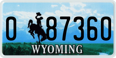 WY license plate 08736O