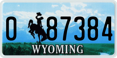 WY license plate 087384